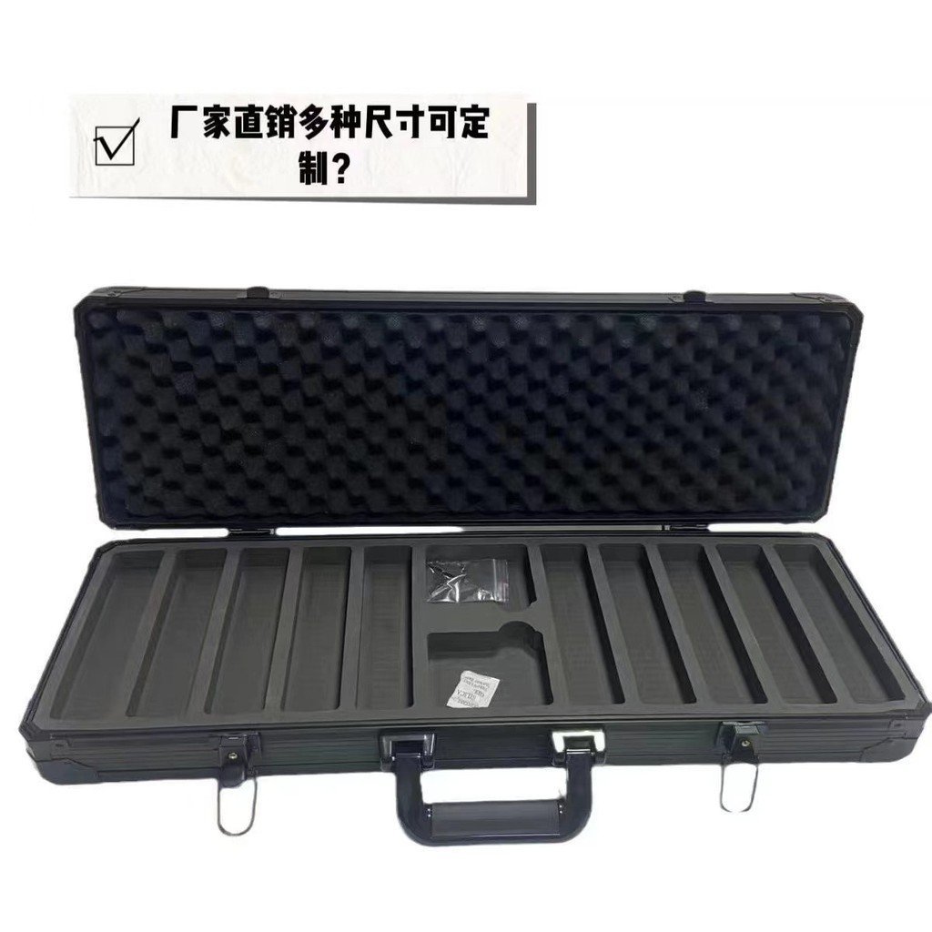 Texas K-Shaped Poker Storage 500 ชุด Casual อลูมิเนียมโป๊กเกอร์ Checkerboard กล่องชิปกล่องสีดํา O5FT