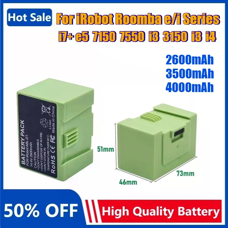 14.4V 3500mAh แบตเตอรี่ทดแทนสําหรับ IRobot Roomba E และ I Series I7+ E5 7550 7150 I3 3150 I3 + 3550 