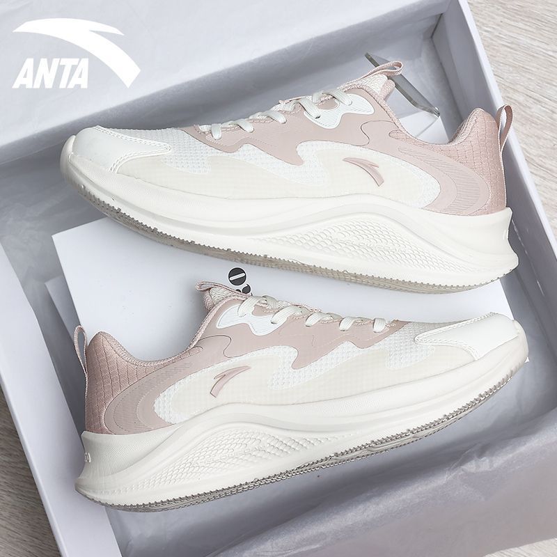 ANTA/ANTA รองเท้าวิ่งรองเท้าผู้หญิง One- Piece Flying ถัก Breathable Ultra-Light Professional รองเท้