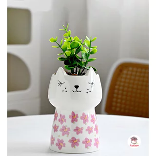 กระถางเซรามิค แมวเหมียวแก้มจุด กระถางต้นไม้ แคคตัส กระบองเพชร ไม้อวบน้ำ Cactus&Succulent