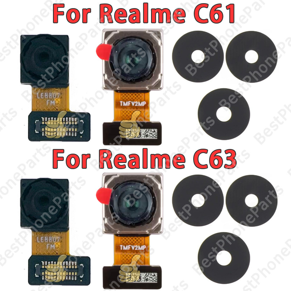 สําหรับRealme C61 RMX3939 RMX3930 C63 ฝาครอบเลนส์กล้องและด้านหน้าและด้านหลังFacingโมดูลกล้องFlex Cab