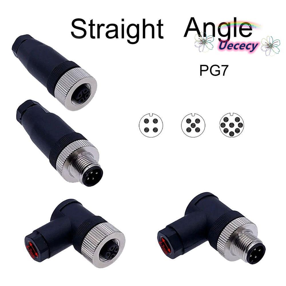 UECECY M12 Sensor Connector, ซ็อกเก็ตชายหญิง 4 5 8 Pin M12 ปลั๊กการบิน, Connector Power Adapte สกรูก
