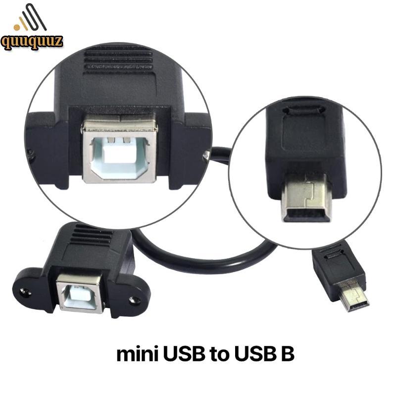 QUU Mini USB เป็น USB B พร้อมแผงเมาท์สกรู Mini USB ชายกับ USB B หญิงขยาย
