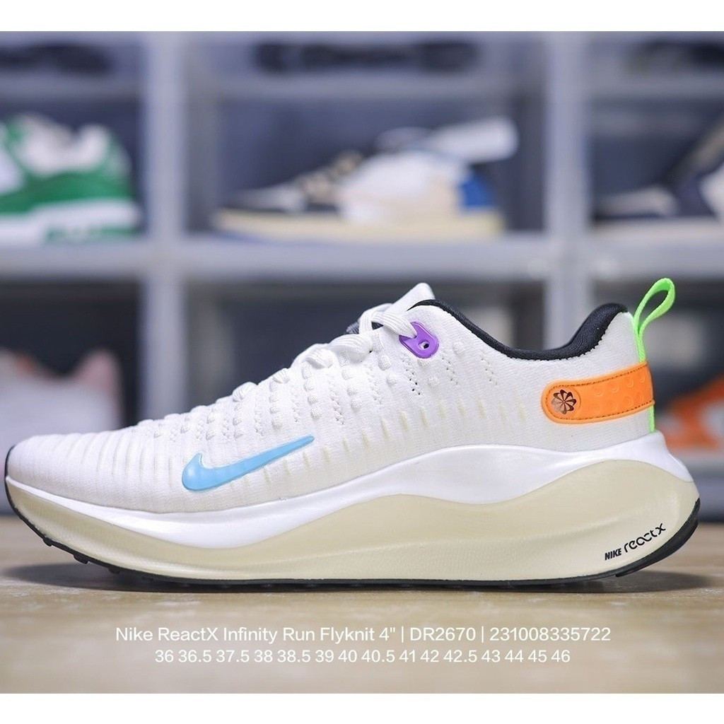 Nike React Infinity Run Flyknit 4 "สีเทา/สีดํา/Oreo" หนวด Unlimited 4th Generation Series oh7j