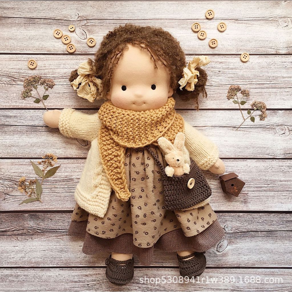 ผ้าฝ้ายแท้ Waldorf ตุ๊กตาตุ๊กตาทําด้วยมือโดยศิลปิน Handmade Mini Dress Up DIY Waldorf ตุ๊กตาผ้าฝ้ายแ