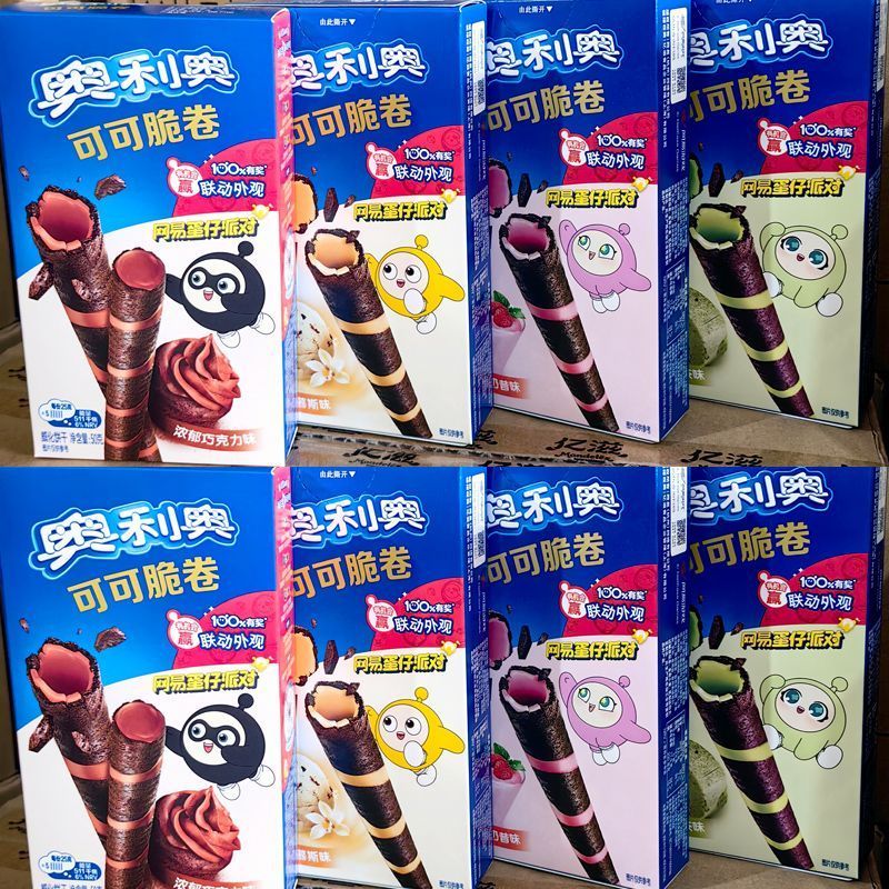 Olio Cocoa Crispy Rolls Sandwich Egg Rolls บิสกิตเวเฟอร์หลายรสชาติรสมัทฉะสตรอเบอร์รี่ทั้งกล่อง202510