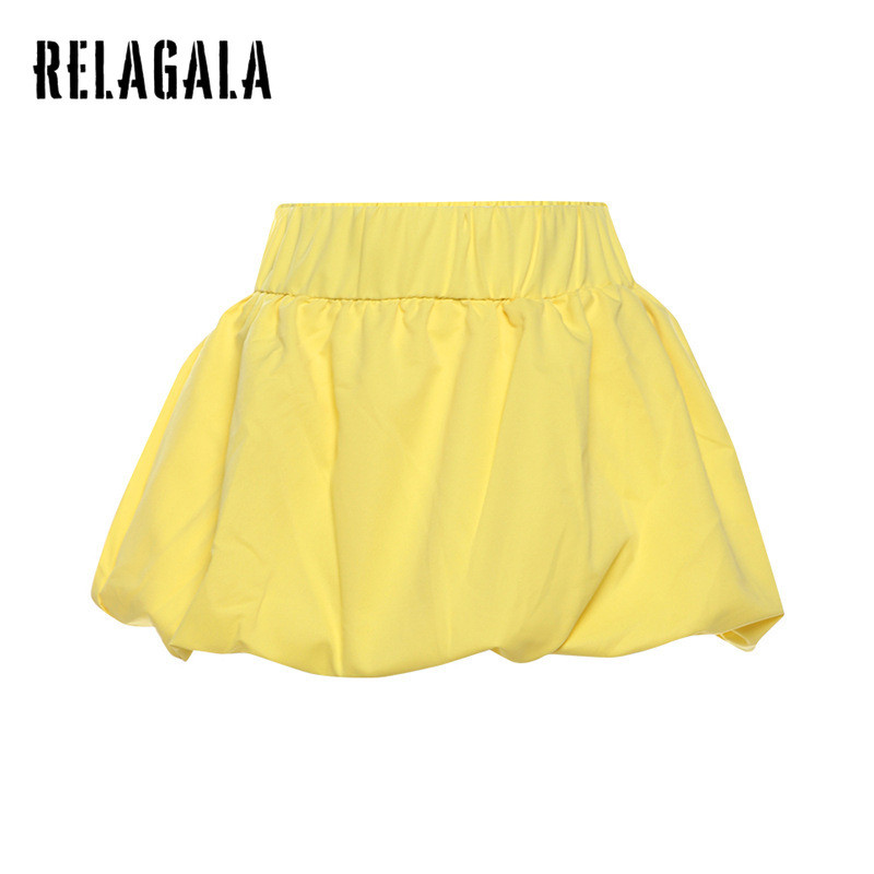 RELAGALA กระโปรงมินิเอวยางยืด สไตล์แคชัวล์ แฟชั่นใหม่สำหรับผู้หญิง