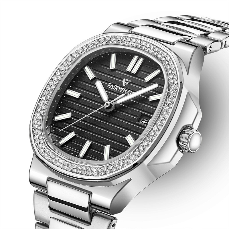 Mark Fairwhale FW-5620 Mens Luxury Quartz Watch Diamond Dial สแตนเลสกันน้ํา VCH2