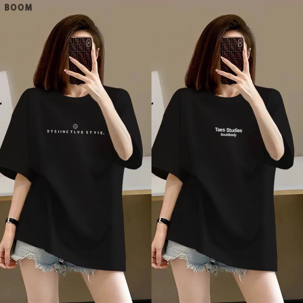 COD✅ (จัดส่งภายใน 24 ชั่วโมง)BOOM Shop เสื้อยืดเกาหลี เสื้อยืดผ้าฝ้าย 100% แบบนิ่ม โอเวอร์ไซซ์ ใส่สบาย มี 3Xl เสื้อสีดํา