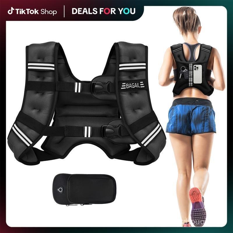 BAGAIL Weighted Vest, 5lbs/8lbs/10lbs/12lbs/15lbs/20lbs/25lbs/30lbs Weight Vest with Detachable Phon