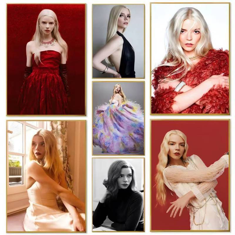 โปสเตอร์พิมพ์ผ้าใบ Artwork โดย.Actor A, Anya T, Taylor J, Joy สำหรับตกแต่งห้องนั่งเล่น ห้องนอน และบา