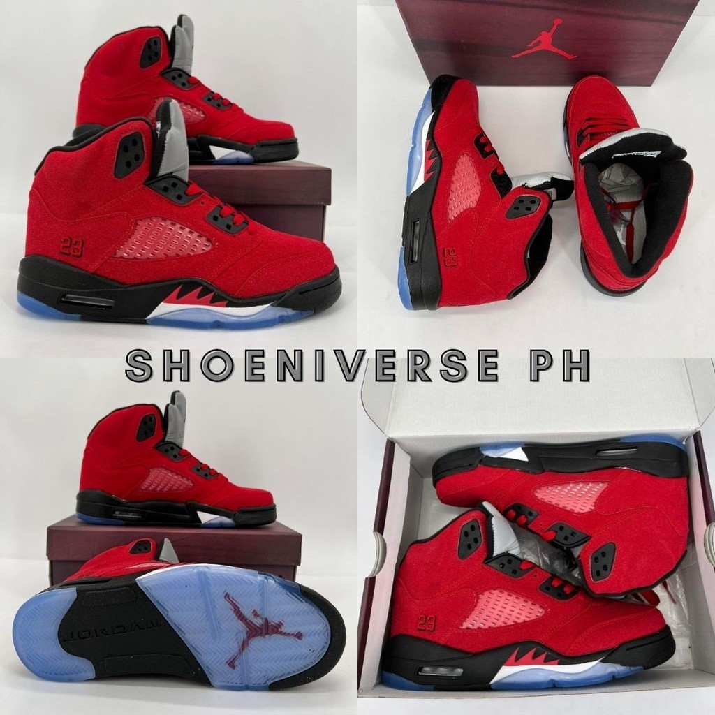 รองเท้า Air Jordan 5 Retro Suede สีแดงสำหรับผู้ชาย