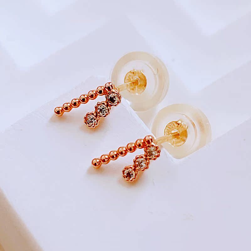 ต่างหูมินิ AU585 โรสโกลด์ สไตล์เกาหลี สำหรับผู้หญิง พร้อมสต็อก