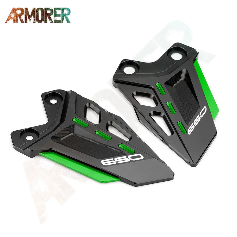 อุปกรณ์เสริมรถจักรยานยนต์ CNC ด้านหลังชุด FootPeg Protector เท้าส้นแผ่นสําหรับ KAWASAKI Z650 Z650RS 