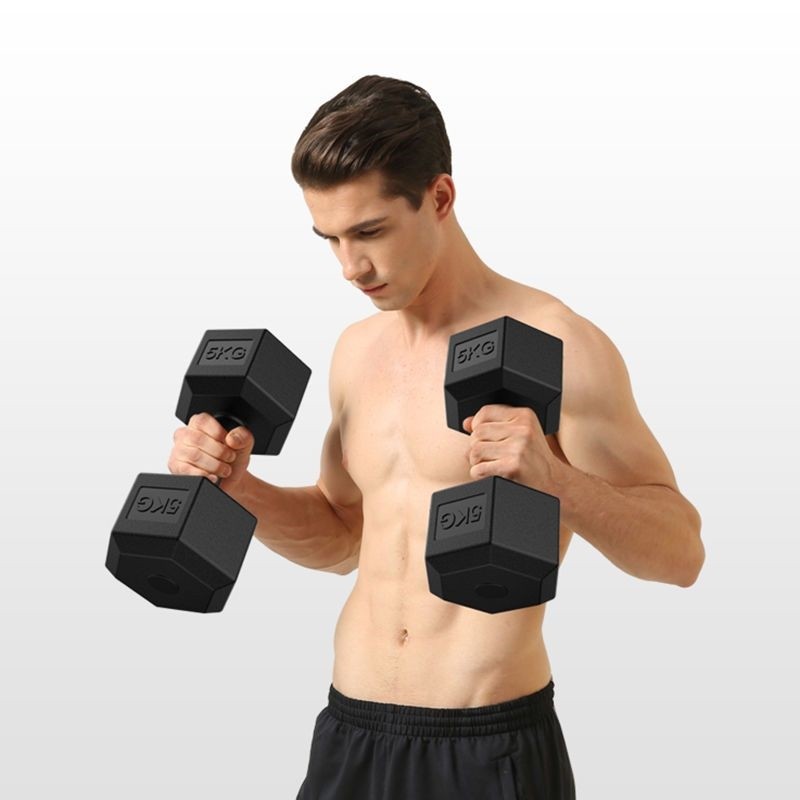 Hex Dumbbell สำหรับออกกำลังกายที่บ้าน ขนาด 5kg, 10kg, 15kg เหมาะสำหรับทุกวัย