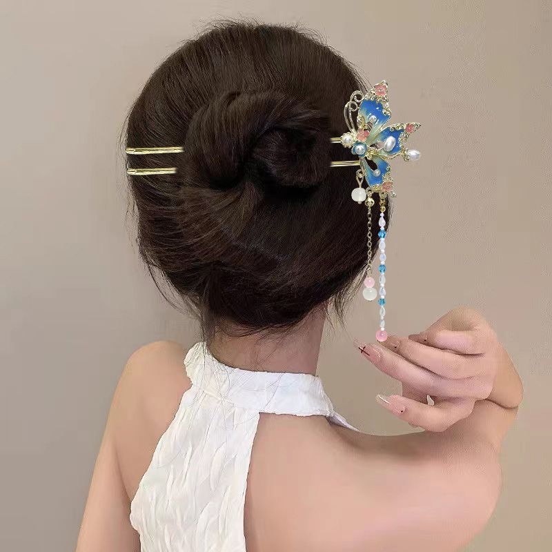 中国风牡丹花流苏步摇发钗古代高级盘发气质发簪精致洋气簪子Chinese style peony flower tassel step hair hairpin ancien cUu3v26B4d111