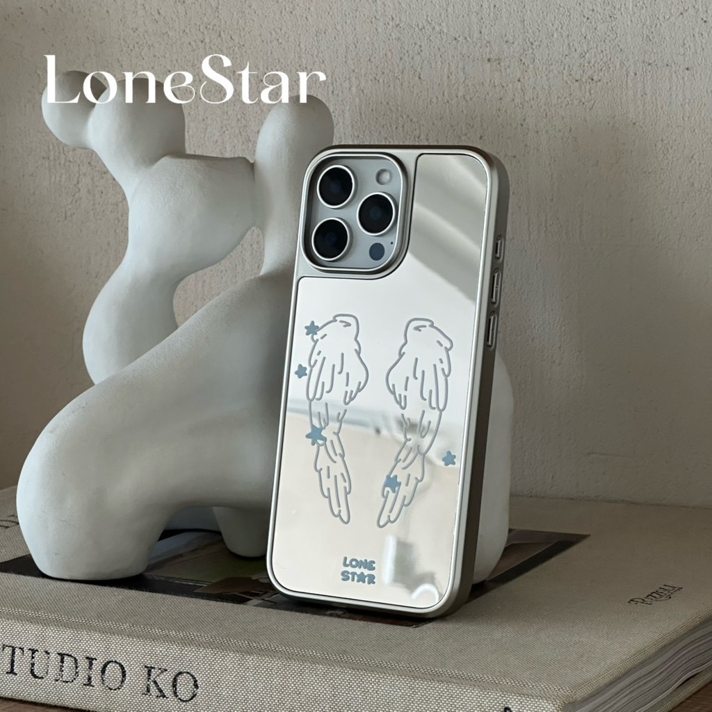 Little Star Wings กระจกแต่งหน้าเคสโทรศัพท์ Anti-Fall สําหรับ iPhone 16 Promax 15 Promax 11 12 13 14plus 15plus 16e 16plus 15pro
