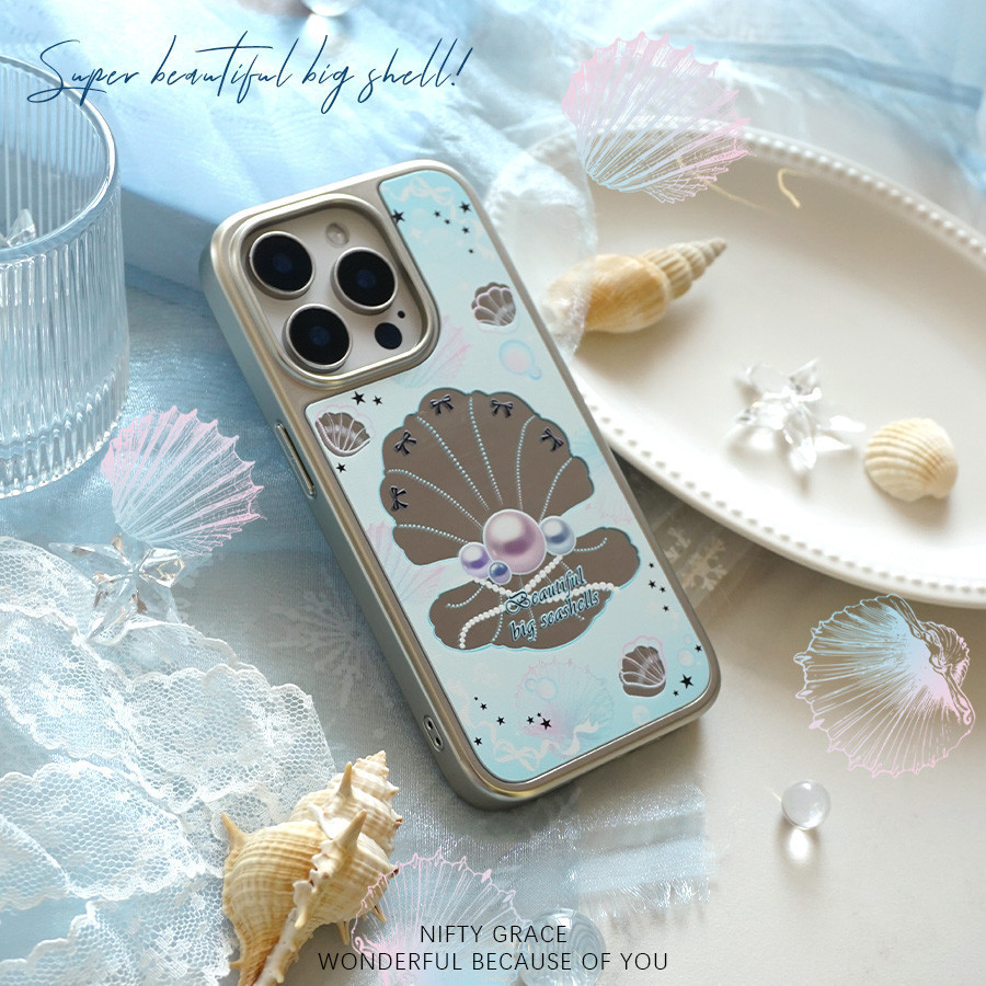 โบว์เชลล์แต่งหน้ากระจกเคสโทรศัพท์ Drop-Resistant สําหรับ iPhone 16 Promax 15 Promax 11 12 13 14plus 15plus 16e 16plus 15pro