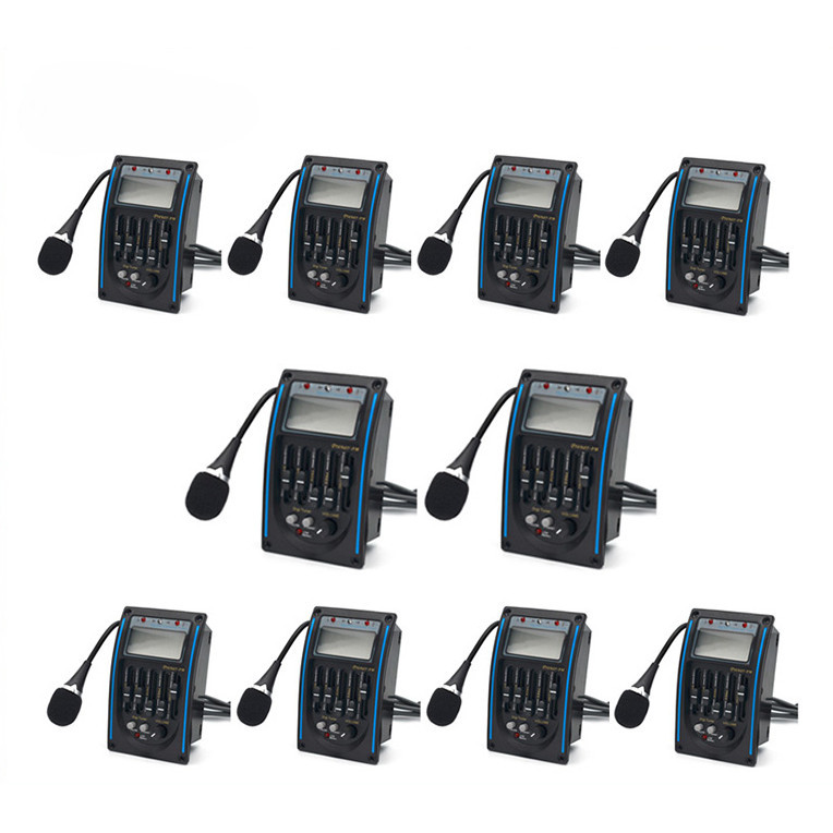 10 ชุด 5 Band กีตาร์อะคูสติก EQ Preamp LC-5 5-Band EQ Equalizer Pickup Tuner LCD พร้อมไมโครโฟน