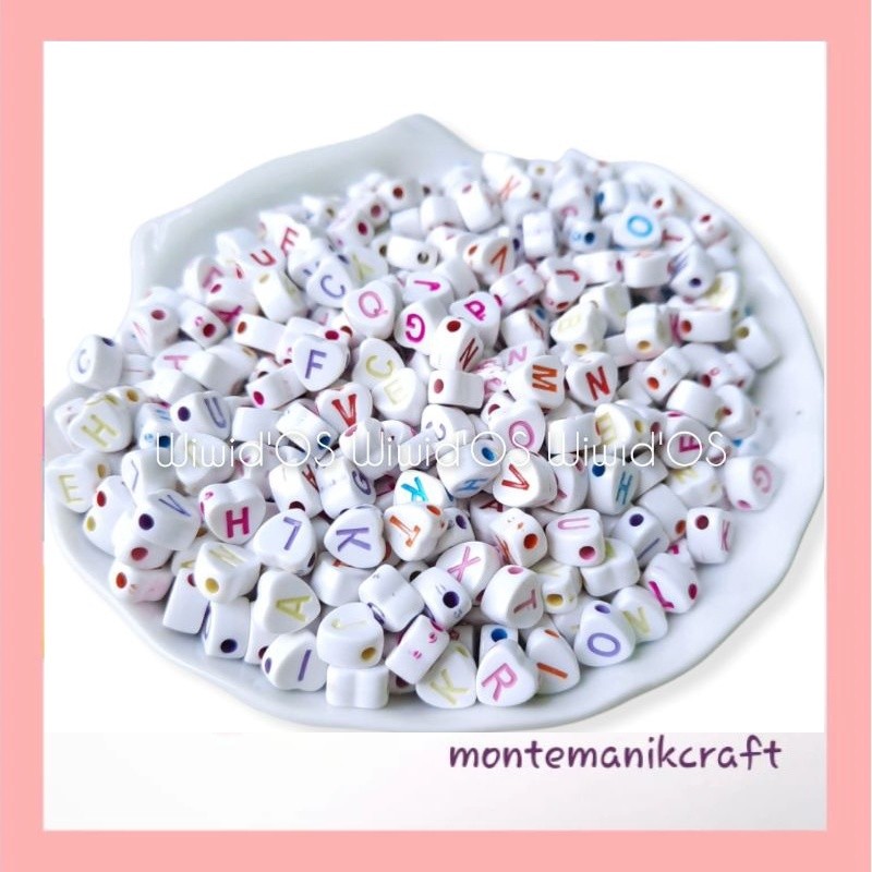 BEADS (100 ชิ้น) LOVE LETTER BEADS 7 mm MONTEMAIL CRAFT