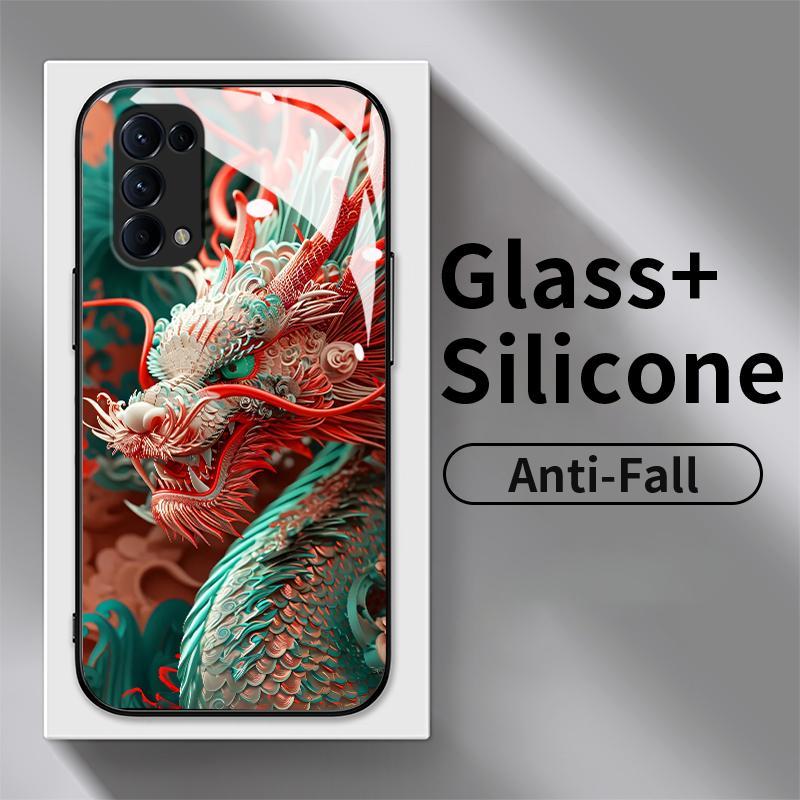 HP OPPO Reno5 4G 5G FK Lite Reno2 Z Reno3 Reno4 แก้วซิลิโคนกลับ Creative Loong Cesing