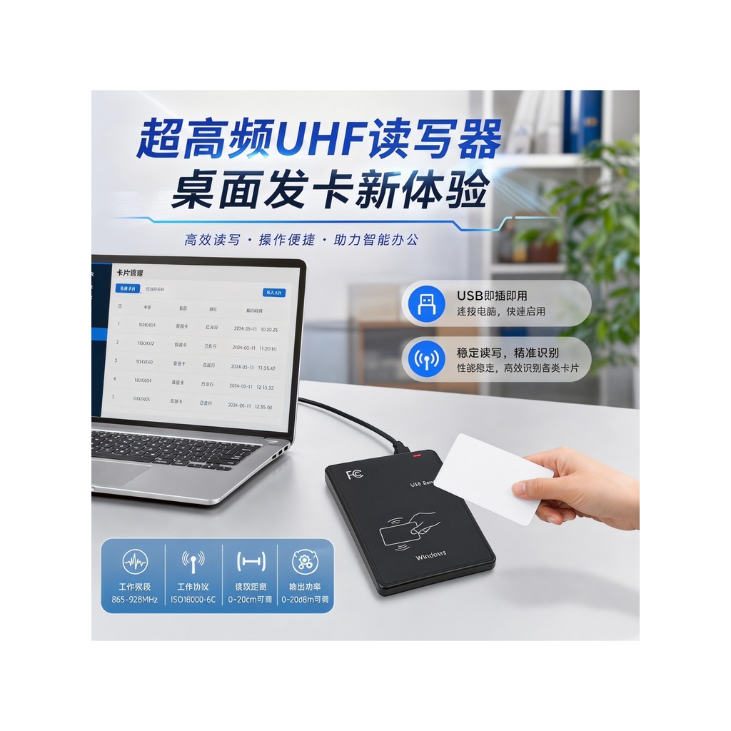 R RFID UHF UHF Reader USB Desktop Launcher 6C Protocol 915MHz RF Identification Card Writer
