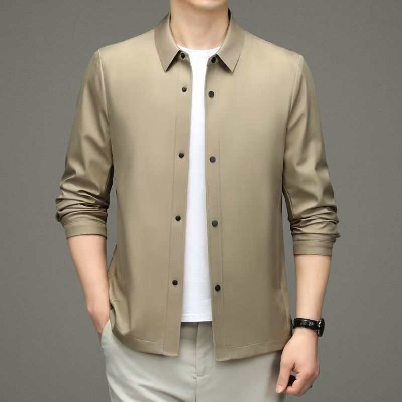 6616 สีกากีเสื้อแจ็คเก็ตผู้ชายลําลองฤดูใบไม้ผลิฤดูใบไม้ร่วงแจ็คเก็ตสไตล์ใหม่ 6616 สีกากีเสื้อแจ็คเก็