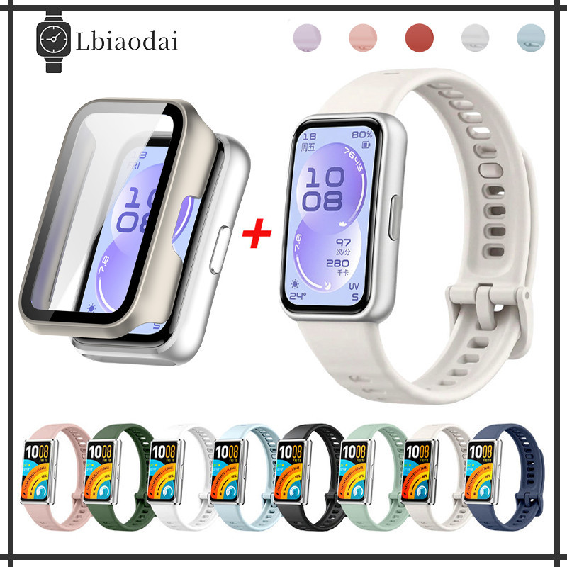 สายซิลิโคนกรณีพีซี for Huawei Band 11/11 Pro ผู้ป้องกันหน้าจอ ฝาครอบกันชนสายยางอ่อนสายรัดข้อมือข้อมือปรับได้อุปกรณ์เสริม