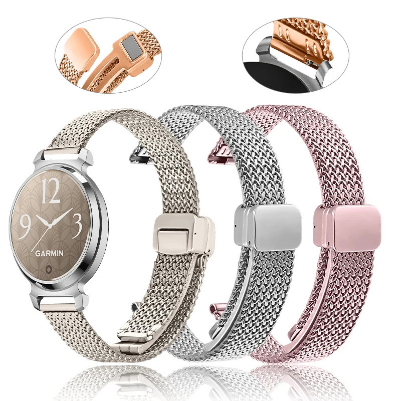 สาย Milanese เข้ากันได้กับ Garmin Lily 2 Classic เปลี่ยนสายนาฬิกาพร้อมหัวเข็มขัดแม่เหล็กสําหรับ Lily2/2 Active