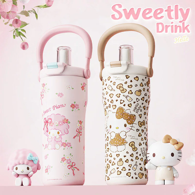 Aikesi HelloKitty ถ้วยน้ําฉนวนกันความร้อนหญิงมูลค่าสูงสไตล์ใหม่ความจุขนาดใหญ่ถ้วยฟางสาวของขวัญ