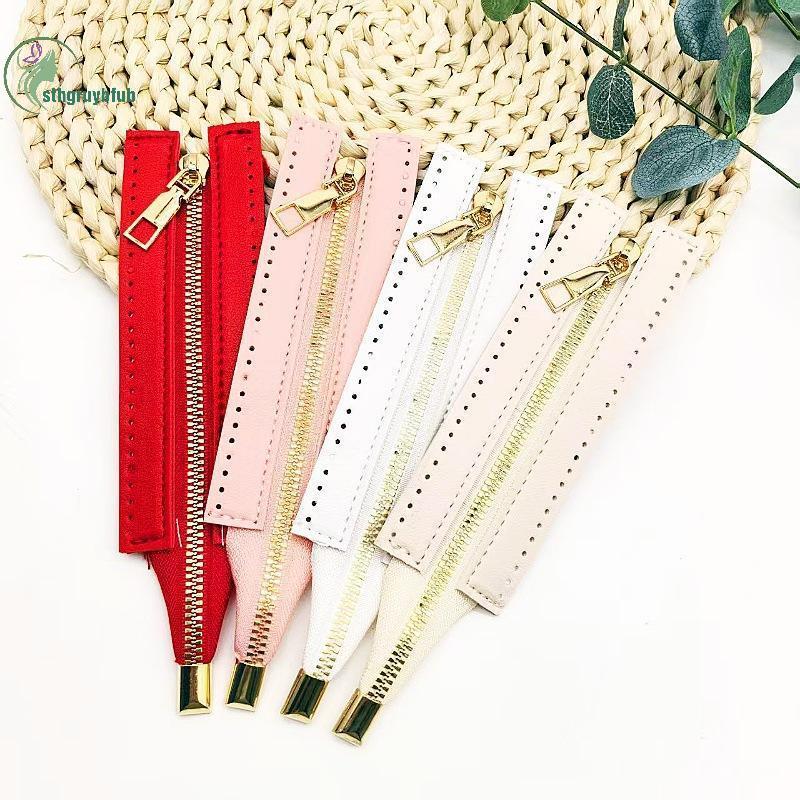 STHB 15 ซม.สวมใส่ซิปโลหะ 5 ซม.กว้าง PU Gold Close-end สําหรับกระเป๋าถือไหล่กระเป๋า DIY เย็บหนังอุปกรณ์เสริม TH