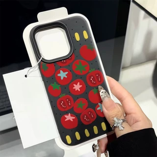 มะเขือเทศน่ารัก🍅 Silicone TPU เคสไอโฟน For iPhone 11 17 16 15 12 13 14 15 Pro Max 12 XR X XS Max 7 8 16 Plus เคสมือถือ