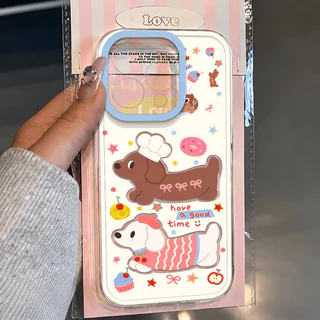 เหมาะสําหรับ IPhone 11 12 13 15 16 17 Air 14 Pro Max XR XS X Max กรณีโทรศัพท์ TPU กันกระแทกสุนัขไส้กรอกแมวการ์ตูนน่ารัก