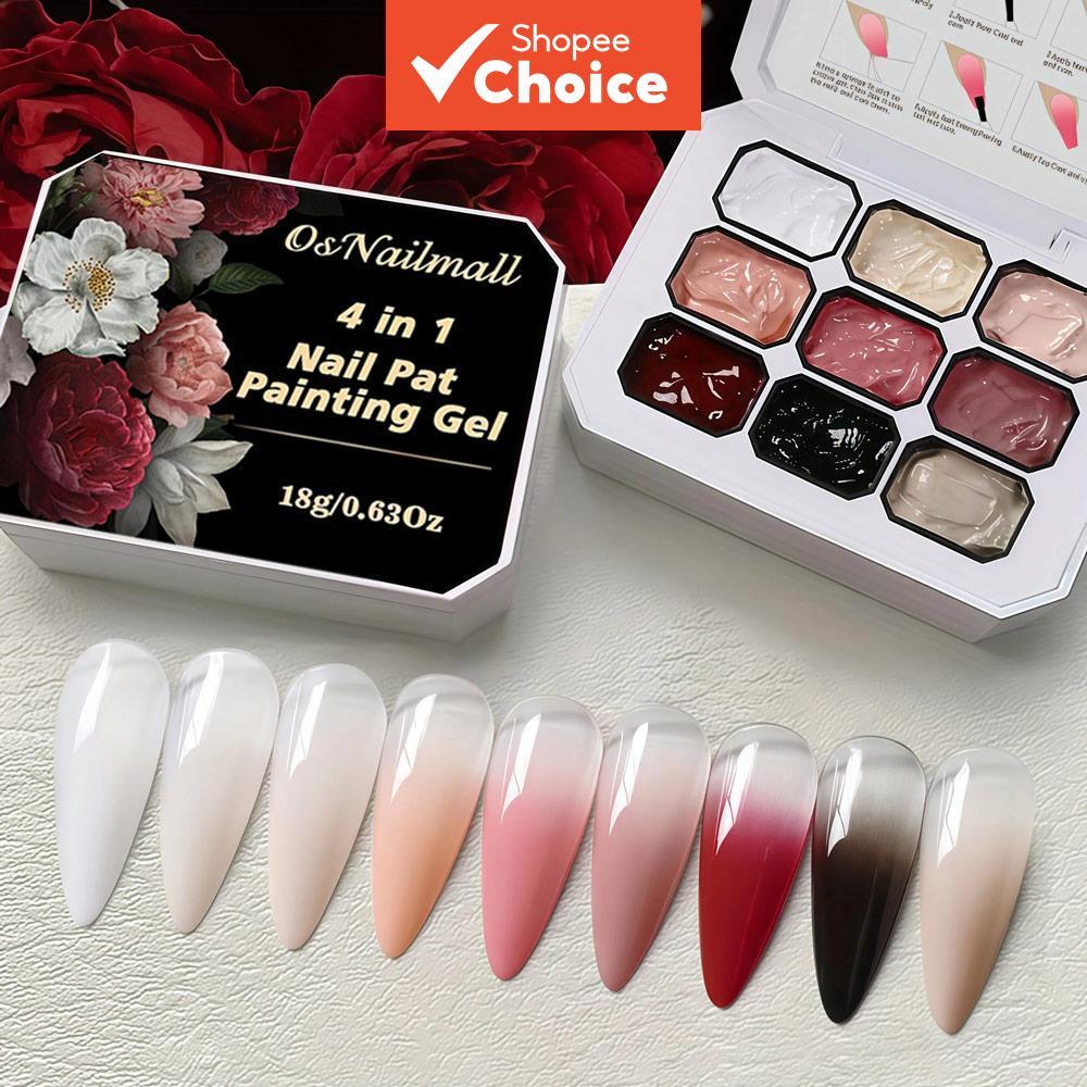 OsNailmall 9 สี เจลทาเล็บ 4-in-1 ลายดอกไม้ฤดูร้อน渐变色