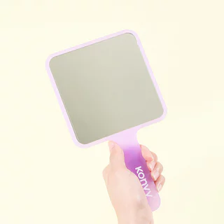 Konvy Hand-held Cosmetic Mirror คอนวี่ กระจกแต่งหน้าแบบมีด้ามจับ ขนาดใหญ่ ดีไซน์สุดคิวท์ (Purple/Pink)