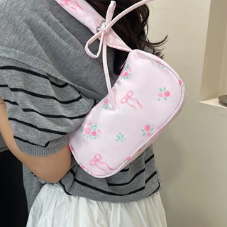 JiaRui กระเป๋าสะพายไหล่แบบมีเชือกรูด ดีไซน์น่ารักอ่อนหวาน / กระเป๋าสะพายข้างทรงทันสมัยใช้งานได้หลากหลาย