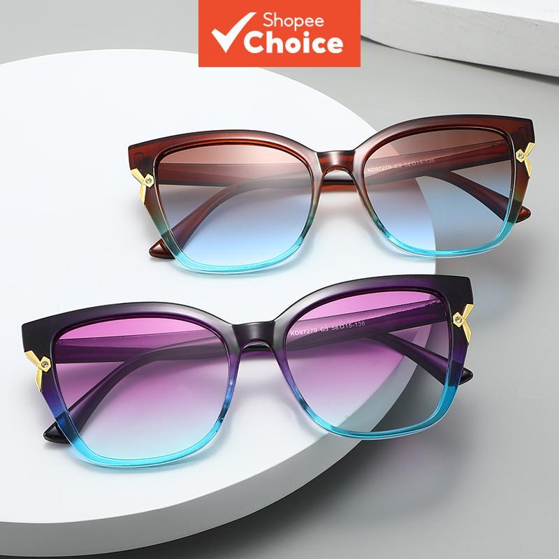 ผู้หญิงสําหรับ Cat Eye Square Uv400 แว่นตากันแดดหรูหราโลหะทอง Accent Face Slim Fit สําหรับขับรถ Trav