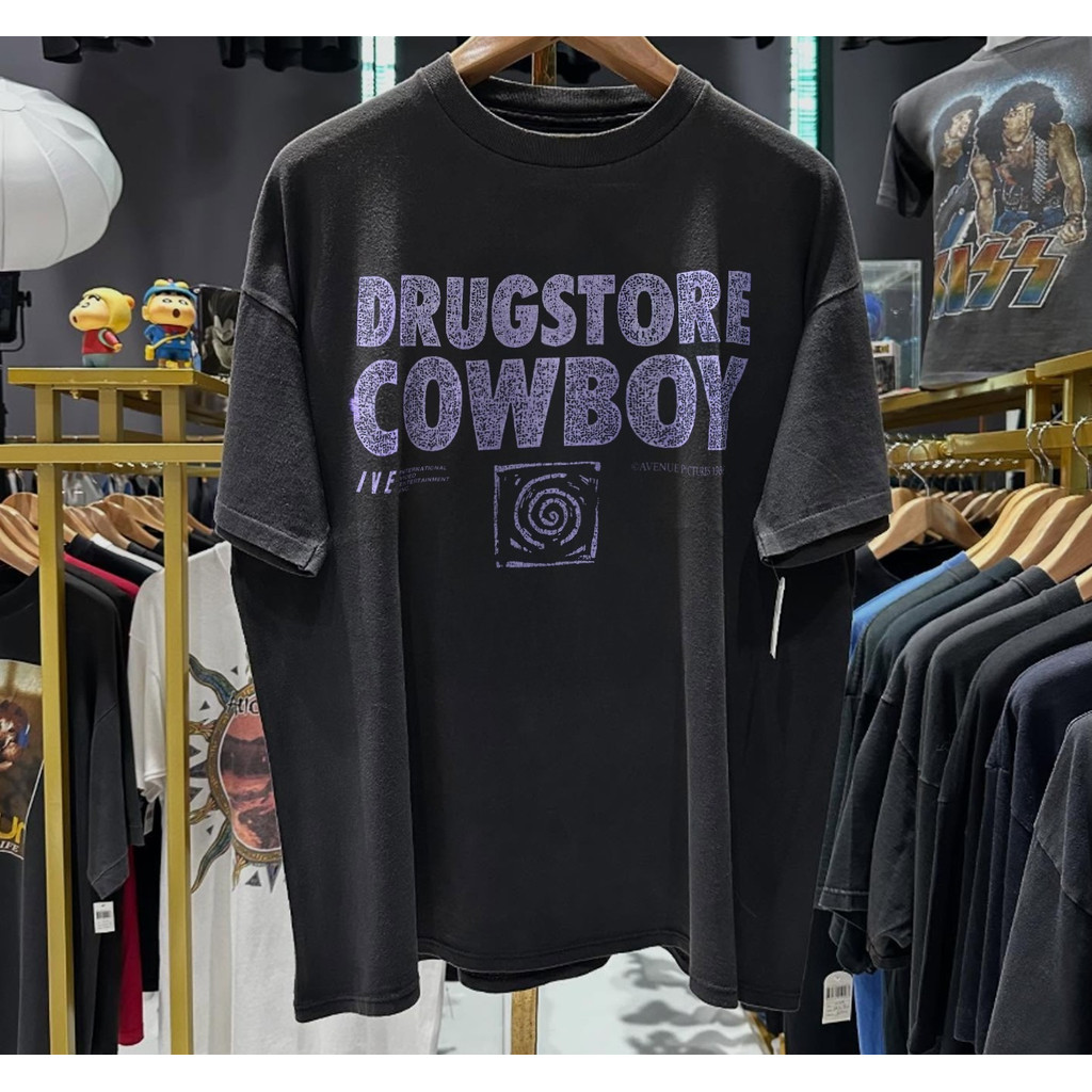 Cotton 100% 1989 Drugstore Denim Elderly T-Shirt Black Male