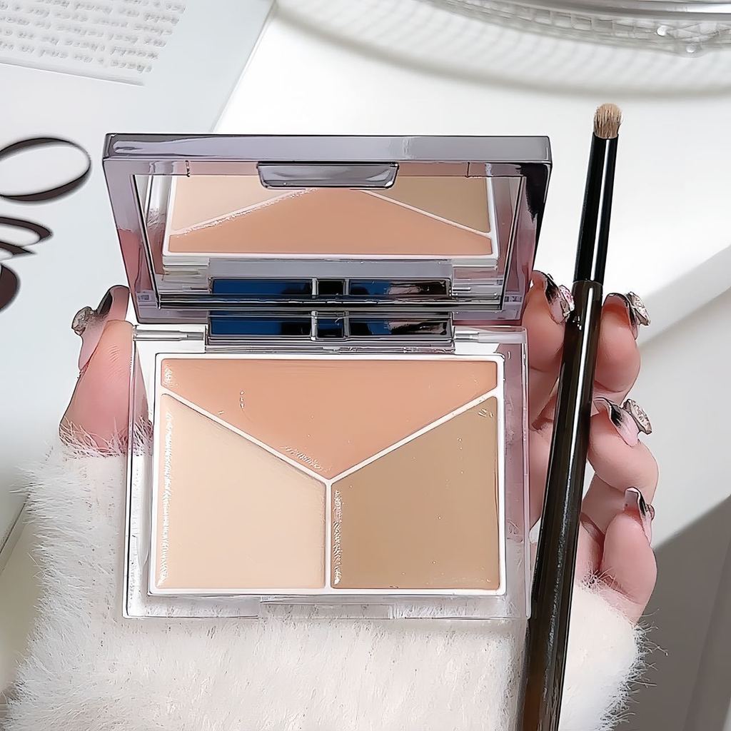 Sweet mint Tricolor Fairy คอนซีลเลอร์ Palette Cover Dark Circles Nasolabial Lines Highlight Brighten