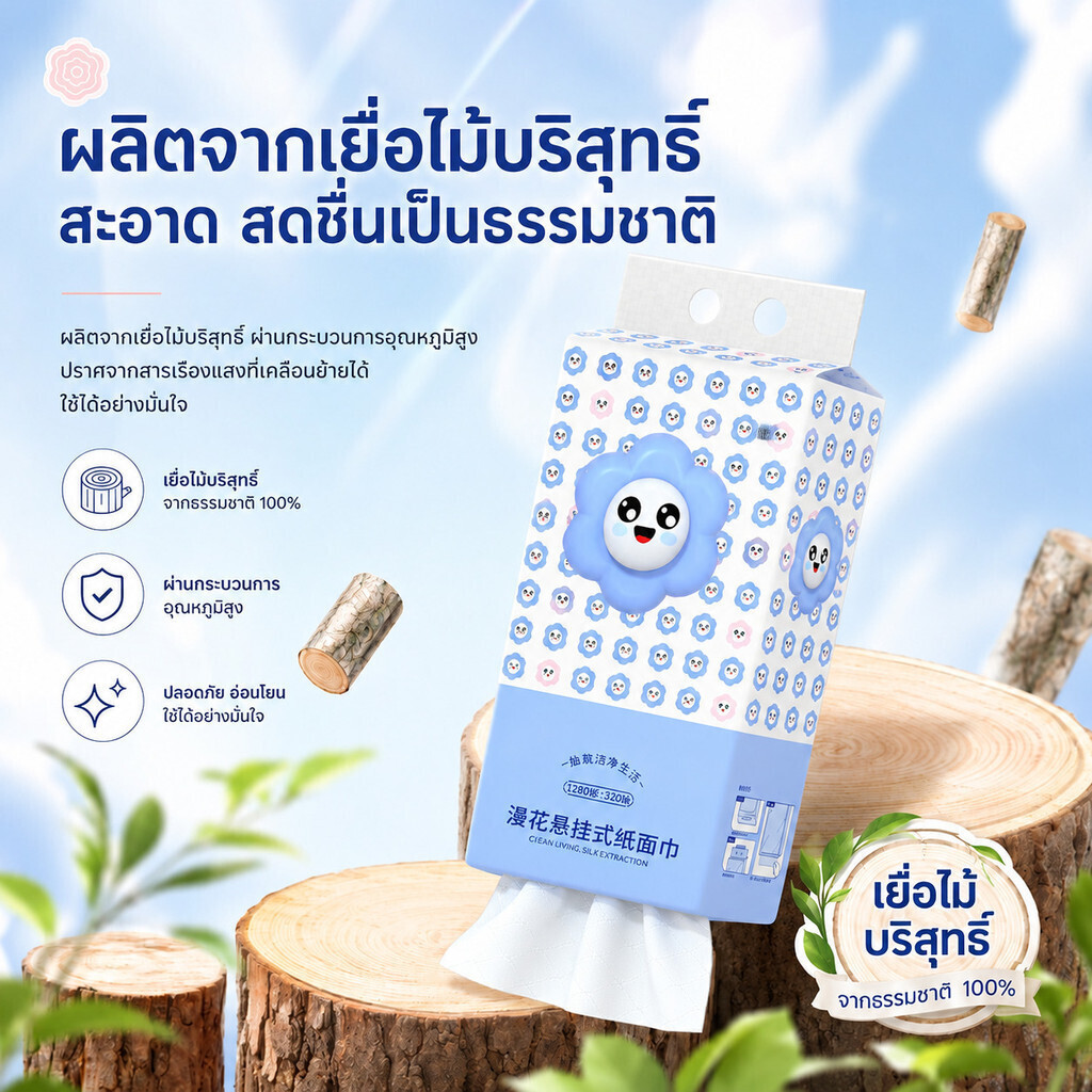 1 ลัง6 ห่อ Manhua GB/T 20808 ทิชชู่แบบดึงแขวนได้ ดีลักซ์ รูปที่ 2