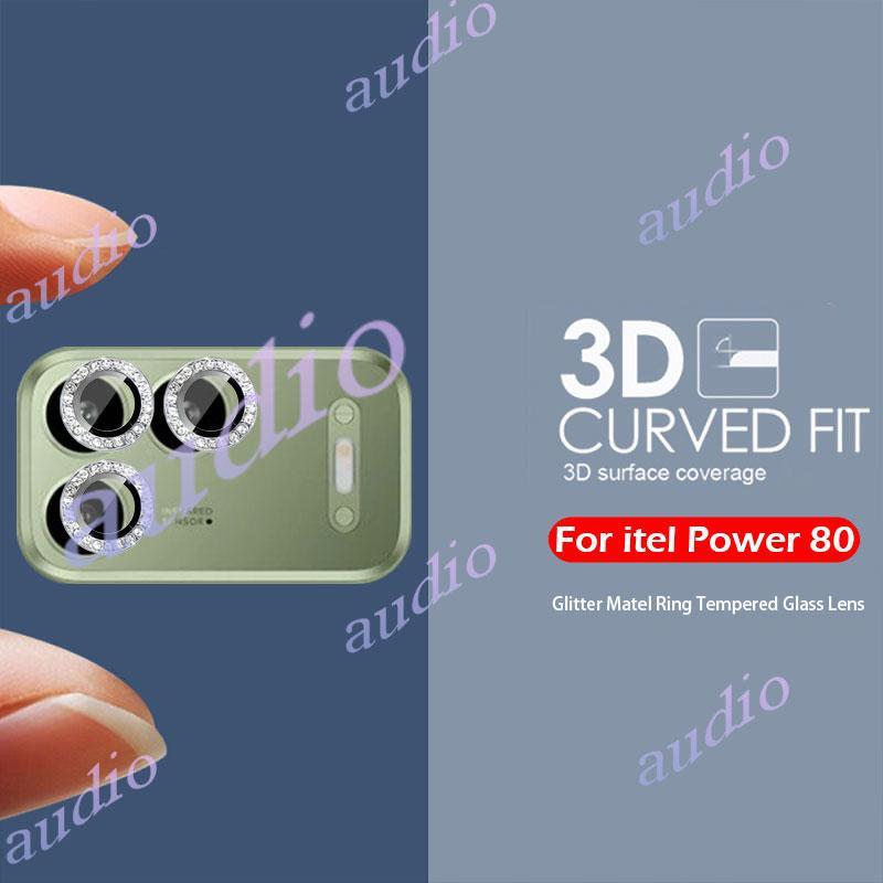 Itel Power 80 4G Glitter เพชรโลหะแก้วกล้องเลนส์ Protector สําหรับ Itel Power 80 Power80 itel P80 4G 