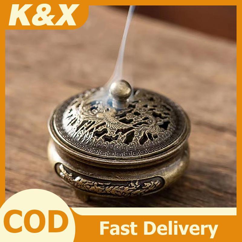 K & X Dragon Phoenix Poet Hollow Out ธูป Sti Burner ทองเหลืองผู้ถือธูปเครื่องครัวธูป Burner Lotus Ce