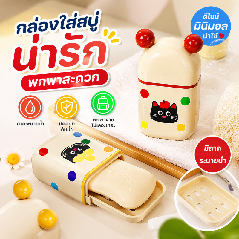 กล่องสบู่ ที่ใส่สบู่ก้อนสำหรับพกพา สําหรับใส่สบู่ เหมาะกับการพกพาเดินทาง ตั้งแคมป์