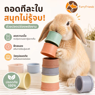 🐰ของเล่นกระต่าย ถ้วยซ้อนสําหรับกระต่าย ปลดปล่อยพลังงาน เพิ่มความสนุก วัสดุความปลอดภัย