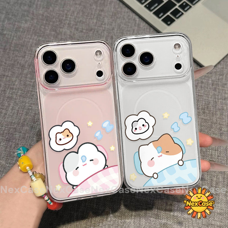 กรณีสําหรับ IPhone 13 14 16 17 11 12 15 Pro Max 14 15 16 Plus Air Dreamy Clouds ลูกแมวคู่เคสโทรศัพท์