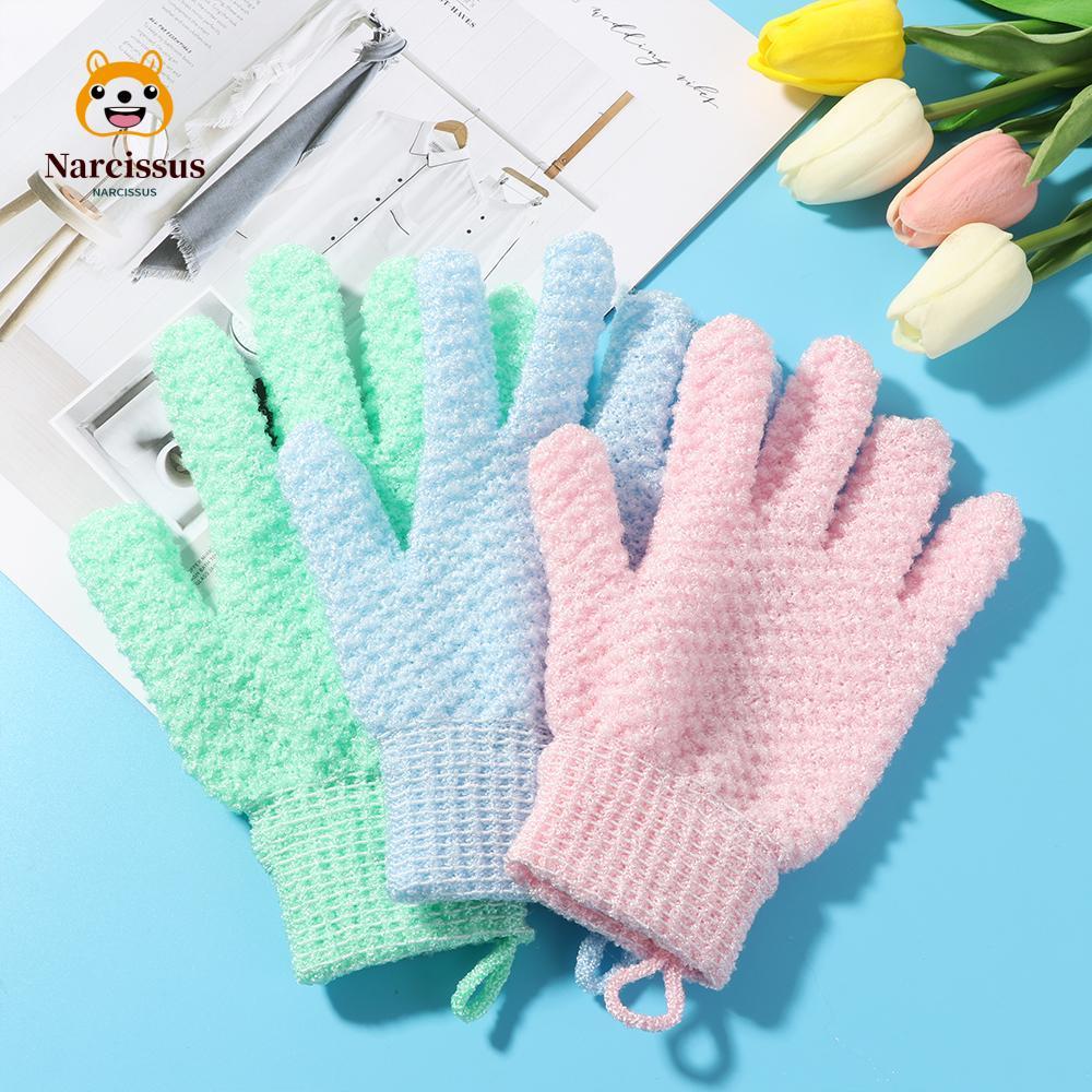 NARCISSUS ถุงมืออาบน้ำ 5 นิ้ว สปาขัดผิว ขจัดเซลล์ผิวตาย Exfoliating Bath Mitt Soft Glove สครับทำความสะอาดผิวกาย