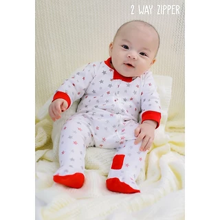 Zuper Mom 0-24เดือน ชุดหมีเด็กอ่อน ซิป รุ่น 2 WAY ZIPPER บอดี้สูทเด็กอ่อน ชุดเด็กแรกเกิด บอดี้สูทหุ้มเท้า (no.9005)