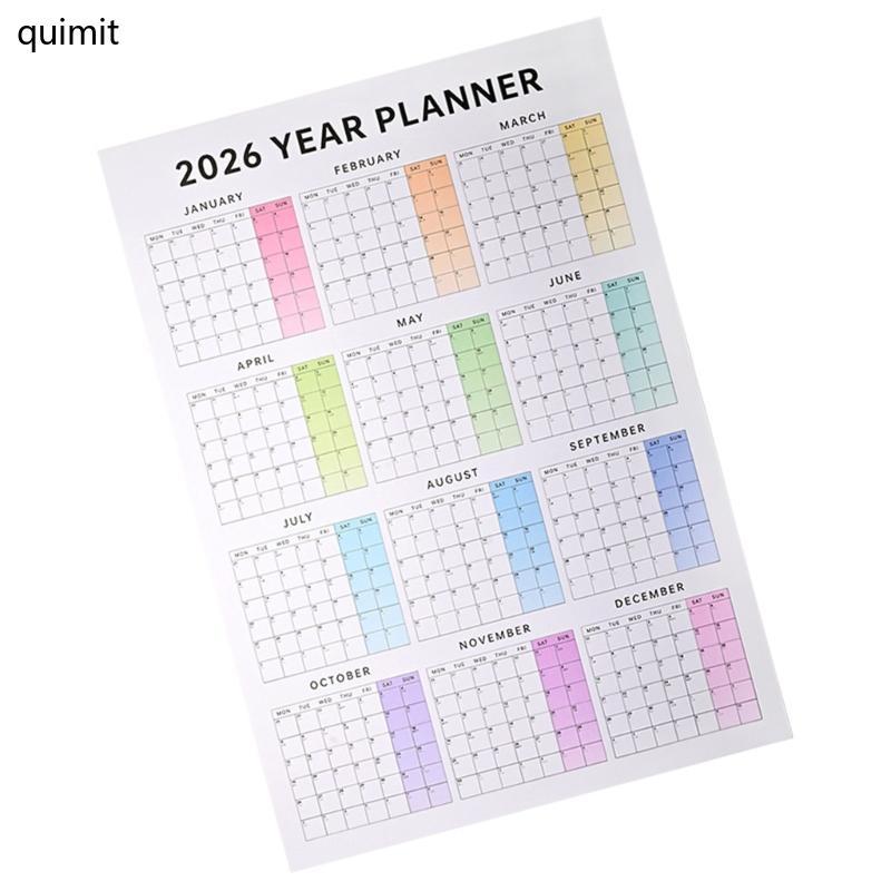 QUIM 2026 ปฏิทินติดผนัง Yearly Planner Dated 2026 Full Year to View Calendar