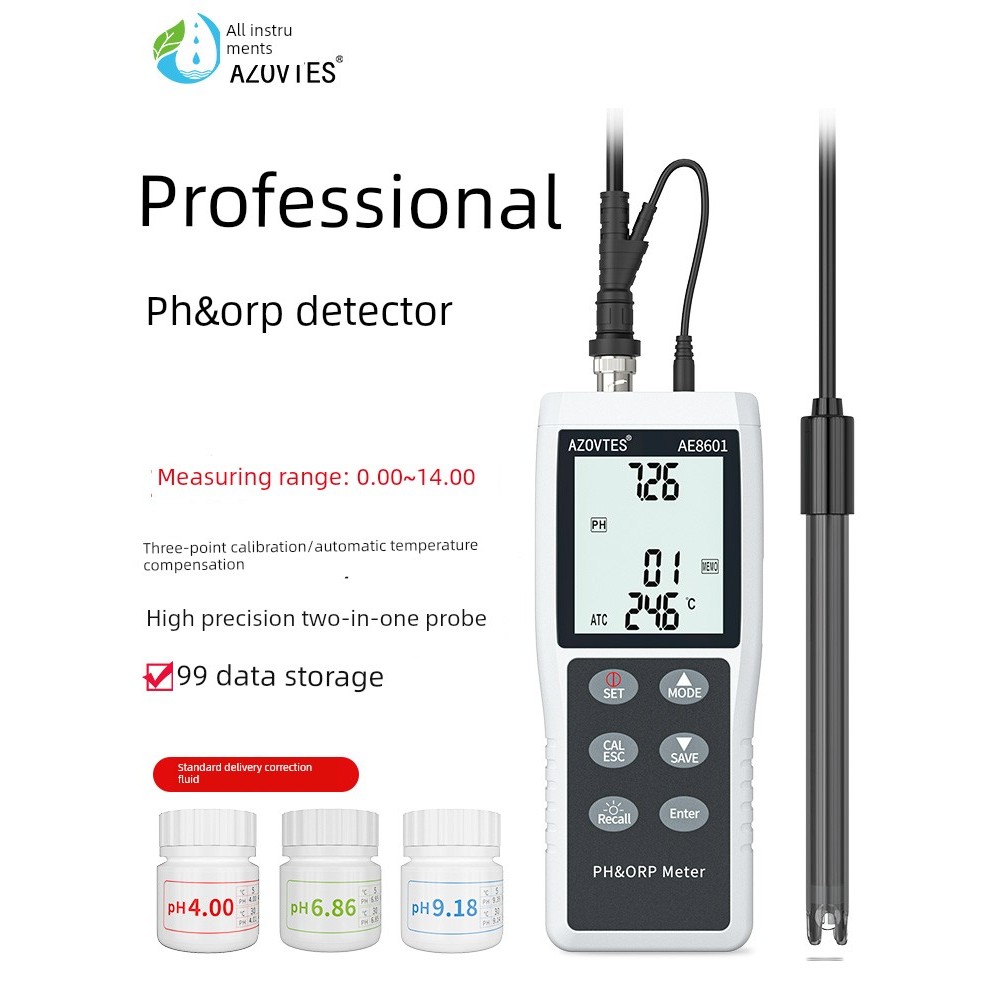 All Meter PH Value Tester แบบพกพา PH Meter ห้องปฏิบัติการ PH Test เครื่องตรวจจับคุณภาพน้ําอาหาร PH M