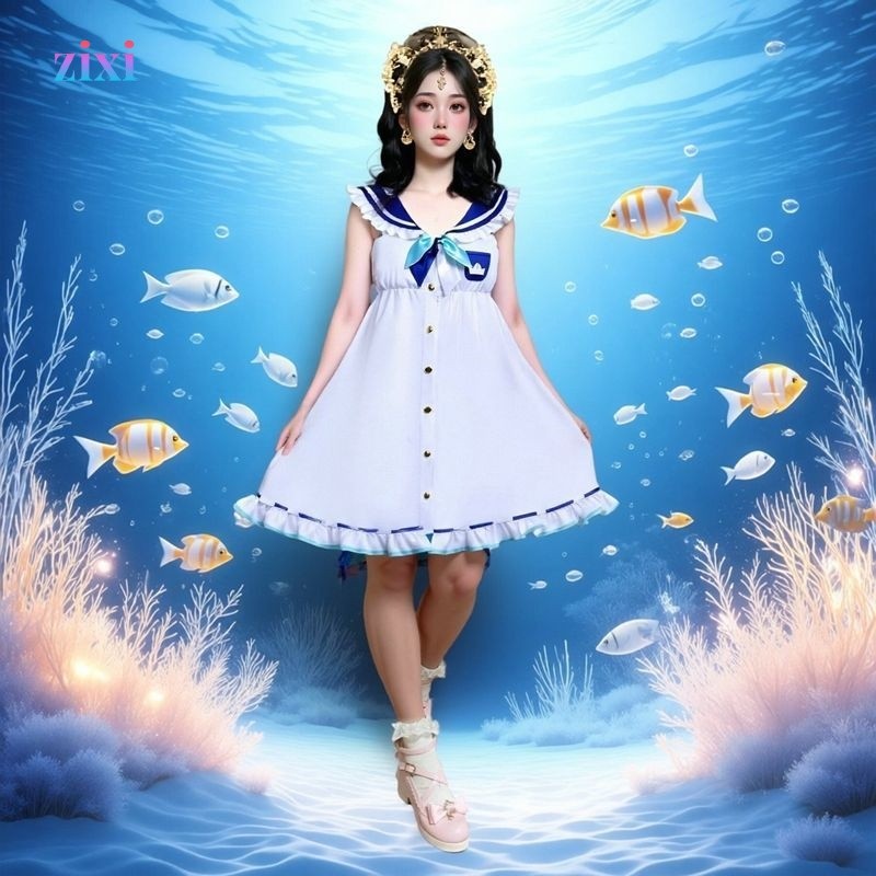 คอสตูมคอสเพลย์ Saba-chan สมอเสมือนจริง ชุดคอสเพลย์ Vtuber